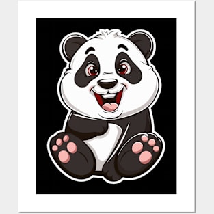 Exuberant Panda Buddy Sticker Posters and Art